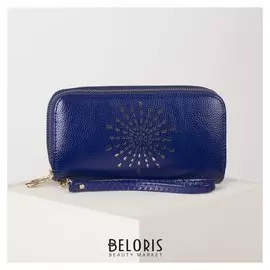 Кошелёк женский, 4 отдела на молниях, цвет синий