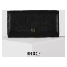 Кошелёк женский, 5 отделов на клапане, цвет чёрный