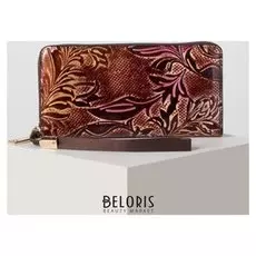 Кошелёк женский, 5 отделов на молнии, с ручкой, цвет коричневый