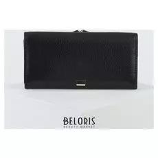 Кошелёк женский, 7 отделов на клапане, цвет чёрный