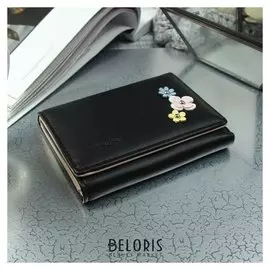 Кошелёк женский, отдел на клапане, цвет чёрный