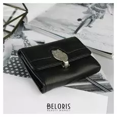 Кошелёк женский, отдел на клапане, цвет чёрный