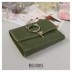 Кошелёк женский, отдел на клапане, цвет зелёный