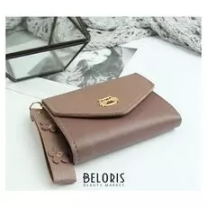 Кошелёк женский, отдел на клапане, с ручкой, цвет пудра