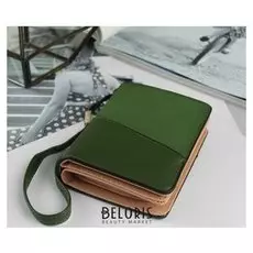 Кошелёк женский, отдел на кнопке, с ручкой, цвет зелёный