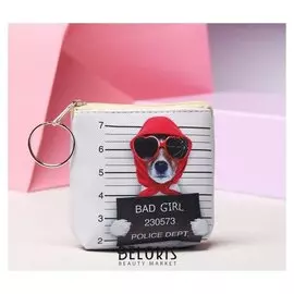 Кошелёк женский, отдел на молнии, с кольцом, цвет белый/красный