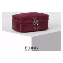 Косметичка, 2 отдела на молниях, цвет бордовый