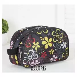 Косметичка, 2 отдела на молниях, цвет чёрный