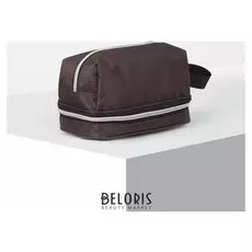 Косметичка, 2 отдела на молниях, цвет коричневый