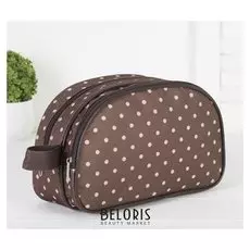 Косметичка, 2 отдела на молниях, цвет коричневый