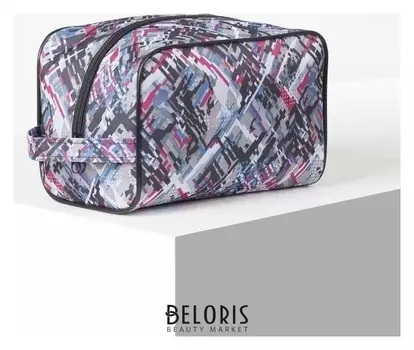 Косметичка дор "Сумка"22,5*13*13 отд на молнии, подклад,"мозайка" серый