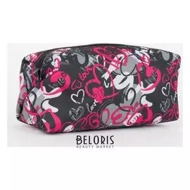Косметичка дор"Сундучок"17*7*7, отд на молнии, подклад, принт"сердца Love"