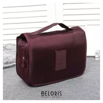 Косметичка дорожная, 2 отдела с карманами на липучке, крючок, цвет бордовый