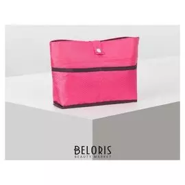Косметичка дорожная, отдел на кнопке, 7 наружных карманов, цвет малиновый