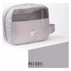 Косметичка дорожная, отдел на молнии, наружный карман, с крючком, цвет серый