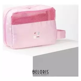 Косметичка дорожная, отдел на молнии, наружный карман, с крючком, цвет розовый