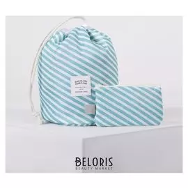 Косметичка дорожная, отдел на шнурке, с кошельком, цвет зелёный