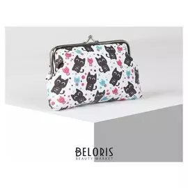 Косметичка-фермуар, отдел на рамке, цвет белый