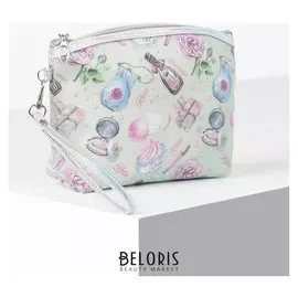 Косметичка, отдел на молнии, с ручкой, цвет бежевый