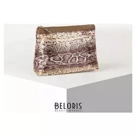 Косметичка простая, отдел на молнии, цвет коричневый/золото