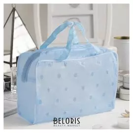 Косметичка пвх, отдел на молнии, 2 ручки, цвет голубой