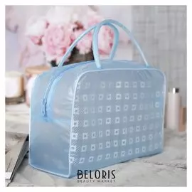 Косметичка пвх, отдел на молнии, 2 ручки, цвет голубой