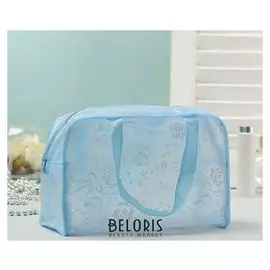 Косметичка пвх, отдел на молнии, 2 ручки, цвет голубой