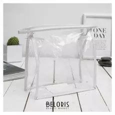 Косметичка пвх, отдел на молнии, цвет белый