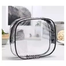 Косметичка пвх, отдел на молнии, цвет чёрный