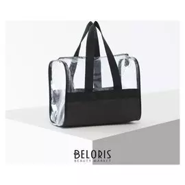 Косметичка пвх, отдел на молнии, цвет чёрный