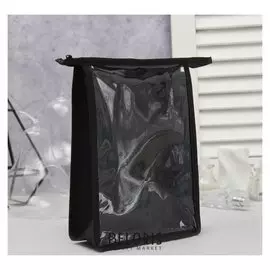 Косметичка пвх, отдел на молнии, цвет чёрный