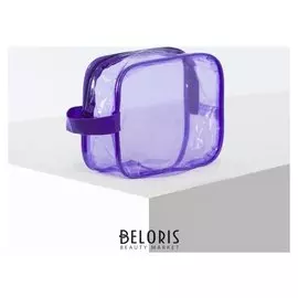 Косметичка пвх, отдел на молнии, цвет фиолетовый