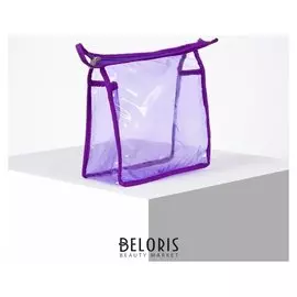 Косметичка пвх, отдел на молнии, цвет фиолетовый