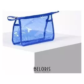 Косметичка пвх, отдел на молнии, цвет голубой