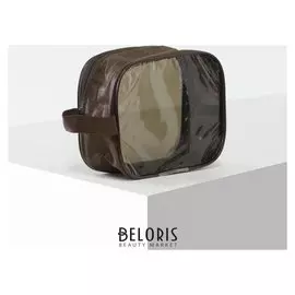 Косметичка пвх, отдел на молнии, цвет коричневый