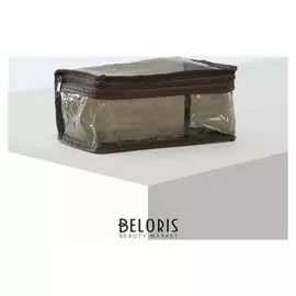 Косметичка пвх, отдел на молнии, цвет коричневый