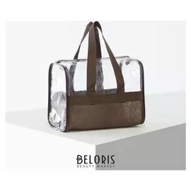 Косметичка пвх, отдел на молнии, цвет коричневый