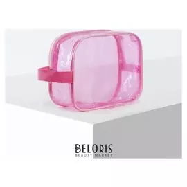 Косметичка пвх, отдел на молнии, цвет розовый