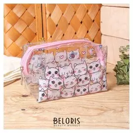 Косметичка пвх, отдел на молнии, цвет розовый