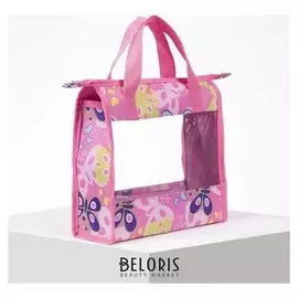 Косметичка пвх, отдел на молнии, цвет розовый