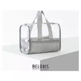 Косметичка пвх, отдел на молнии, цвет серый