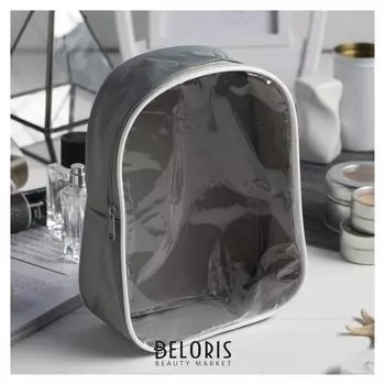 Косметичка пвх, отдел на молнии, цвет серый