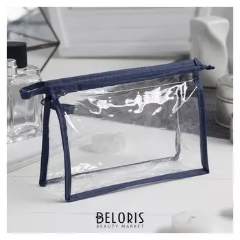 Косметичка пвх, отдел на молнии, цвет синий