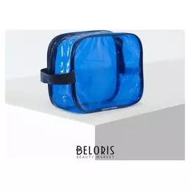 Косметичка пвх, отдел на молнии, цвет синий