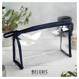 Косметичка пвх, отдел на молнии, цвет синий