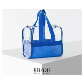 Косметичка пвх, отдел на молнии, цвет синий