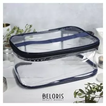 Косметичка пвх, отдел на молнии, цвет синий