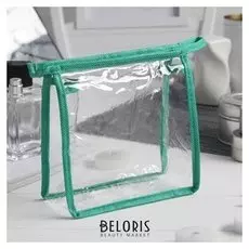 Косметичка пвх, отдел на молнии, цвет зелёный