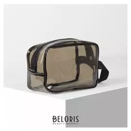 Косметичка пвх, отдел на молнии, с ручкой, цвет чёрный