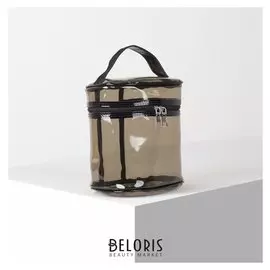 Косметичка пвх, отдел на молнии, с ручкой, цвет чёрный